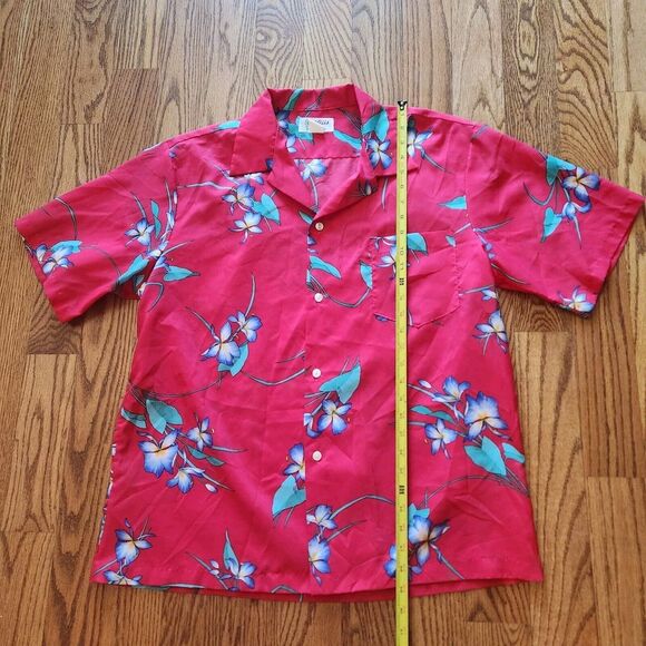 Vintage Keliis of Hawaii Hawaiian Red w Flowers Shirt Extra Large XL Made in USA - Picture 4 of 6